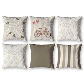 Kit 6 Almofadas Cheias 40 X 40 Estampadas Vintage Bike Caqui