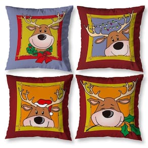 Kit 4 Capas Almofada Para Sala 40Cm X 40Cm Estampadas Natal