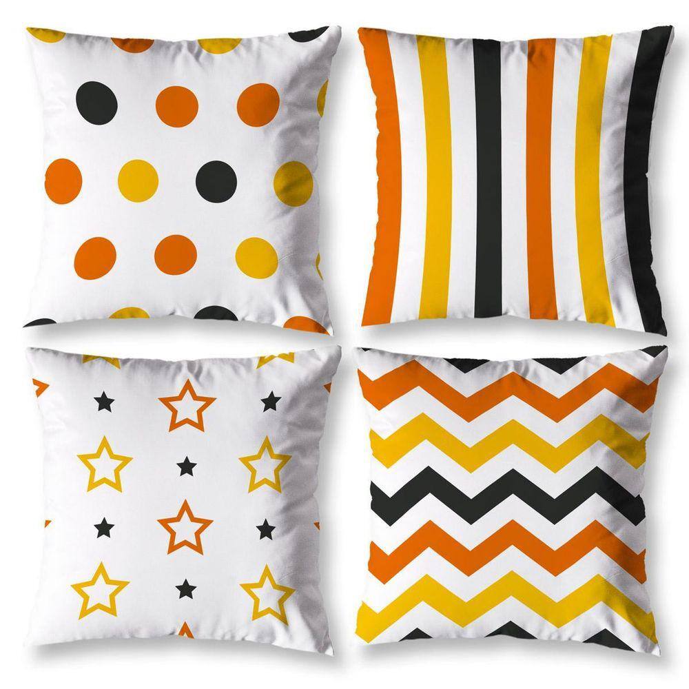 Kit 4 Capas Almofada Sala 40Cm X 40Cm Estampadas Bolinha
