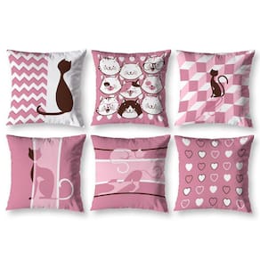 Kit 6 Capas De Almofada 40Cm X 40Cm Estampadas Gatos