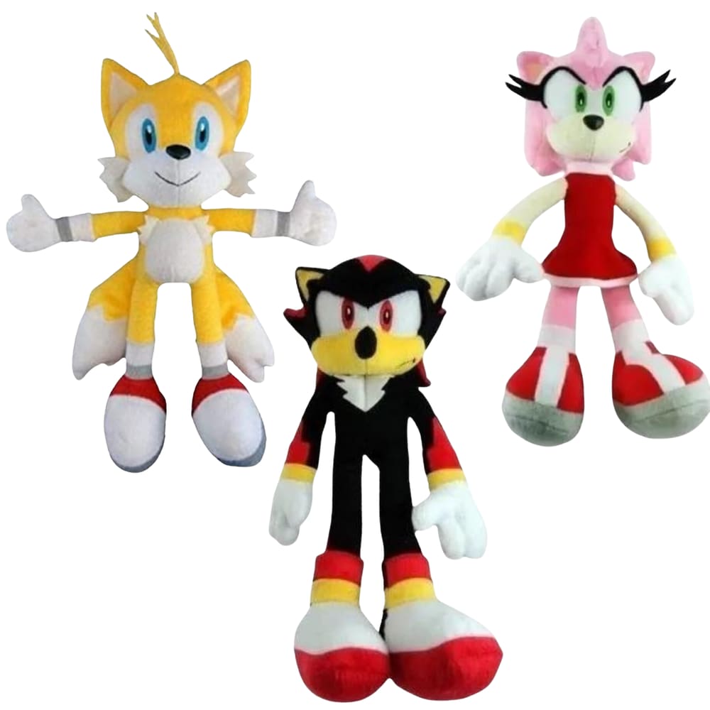 03 Pelúcias Tails Shadow e Amy 35cm