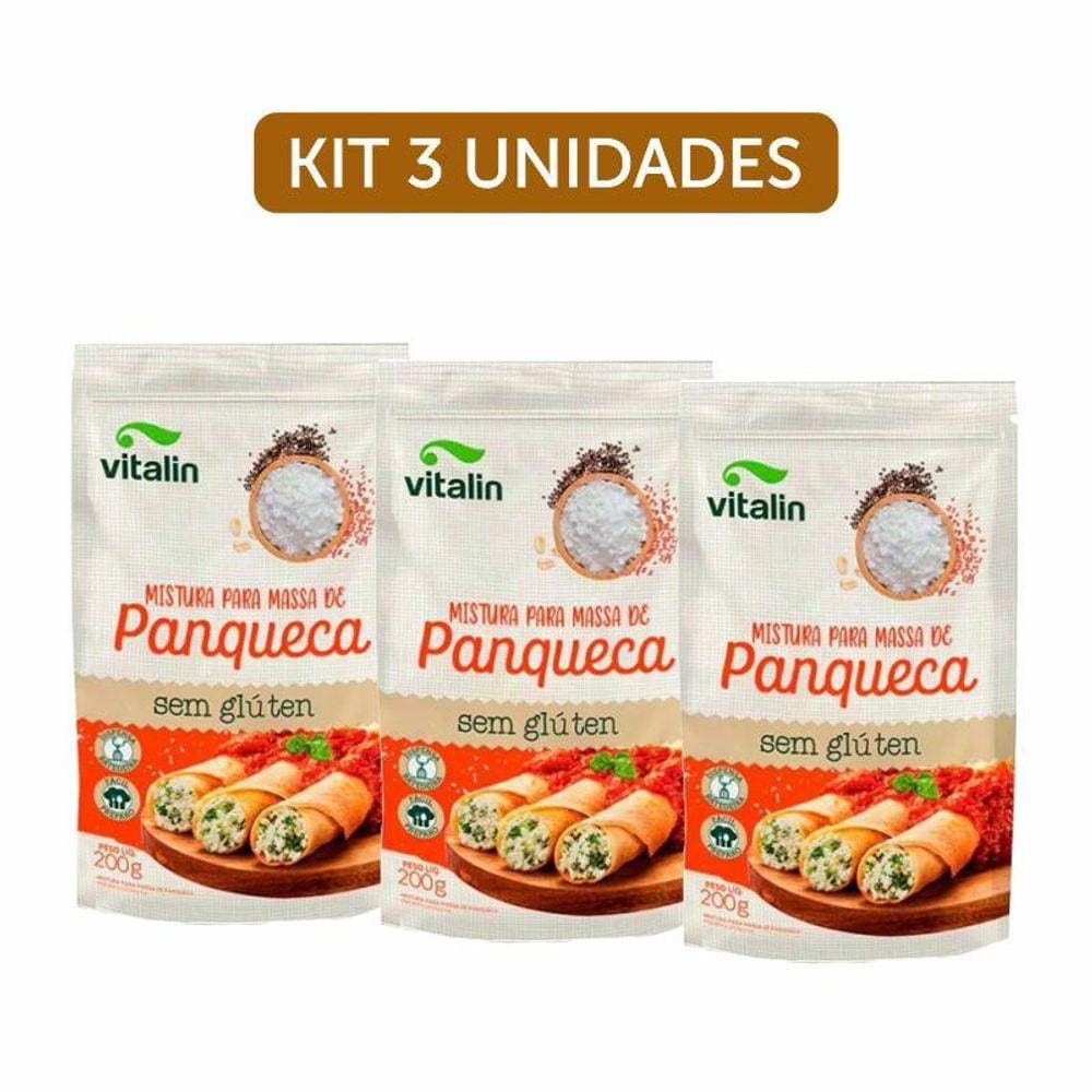 Kit 3X: Mistura Para Panqueca Sem Glúten Vitalin 200G