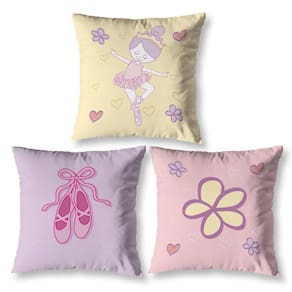 Kit 3 Almofadas Cheias Infantil 40Cm X 40Cm Zíper Bailarina