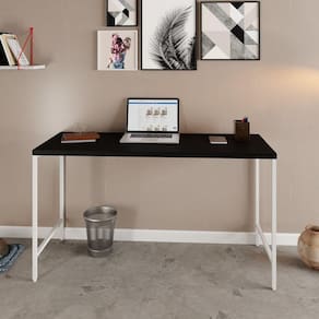 Escrivaninha Estilo Industrial 135cm Active Yescasa Preto Ônix / Est.Branca