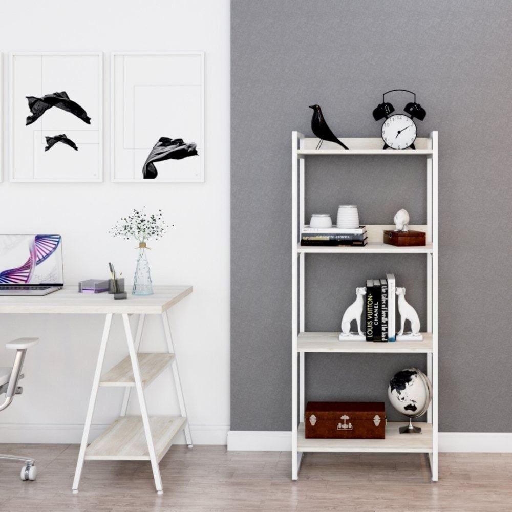 Estante Multiuso 146cmx60cm com 4 Prateleiras Kuadra Snow/Est.Branca