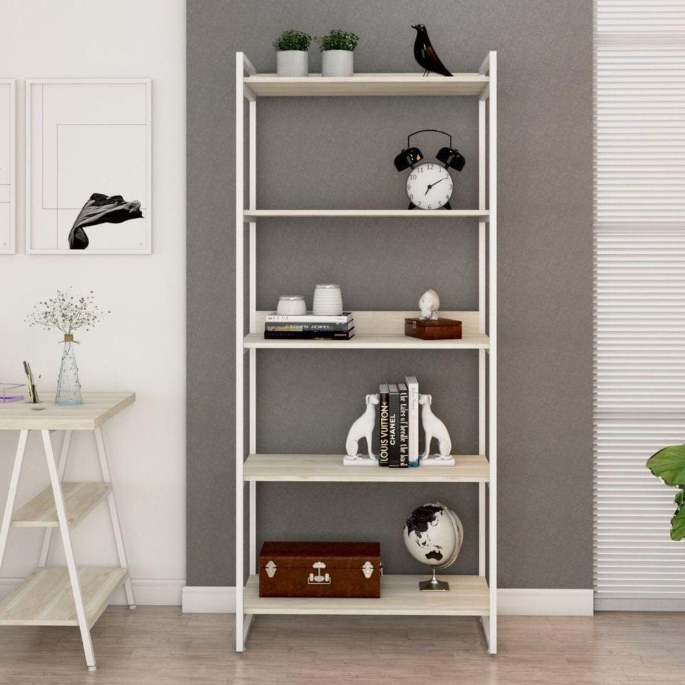 Estante Multiuso 5 Prateleiras 187x80cm Industrial Kuadra Compace Snow / Est.Branca