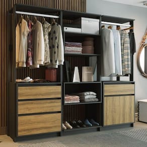 Closet Modular 2 Portas 3 Gavetas Verona Preto/Cinamomo