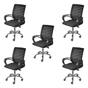 Kit 5 Cadeiras para Escritório Diretor Tela Mesh Viena 3324 Or Design Preto