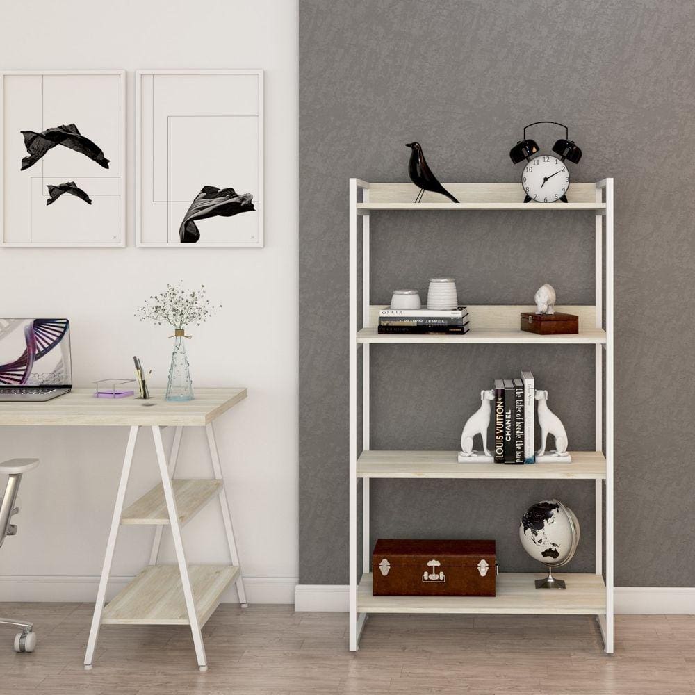 Estante Multiuso 146cmx80cm com 4 Prateleiras Kuadra Snow/Est.Branca