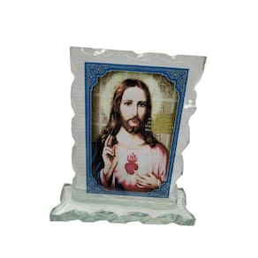 Quadros Decorativo Vidro 14,5X12 Sagrado Coração Jesus Zp7