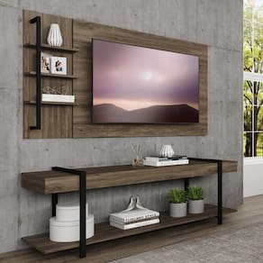 Rack c/ Painel para Tv até 50` Ohio Carraro Legno/Preto
