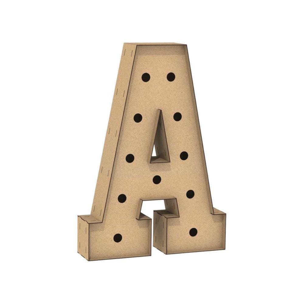 Letra Caixa Grande A Mdf 80Cm Altura Furo Lampada Iluminação