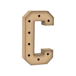 Letra Caixa Grande C Mdf 100Cm Altura Furo Lampad Iluminação