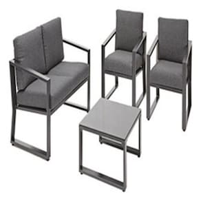 Conjunto 4 Lugares Sofá 2 Poltronas E Mesa Alumínio - Deluxe