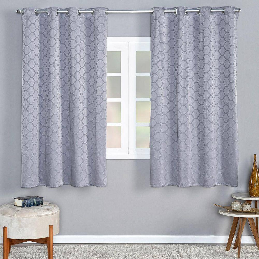 Cortina Dallas 2,80M X 2,30M Jacquard Cinza Para Sala Quarto