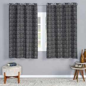 Cortina Sorento 2,80M X 1,60M Jacquard Sala Quarto Preto