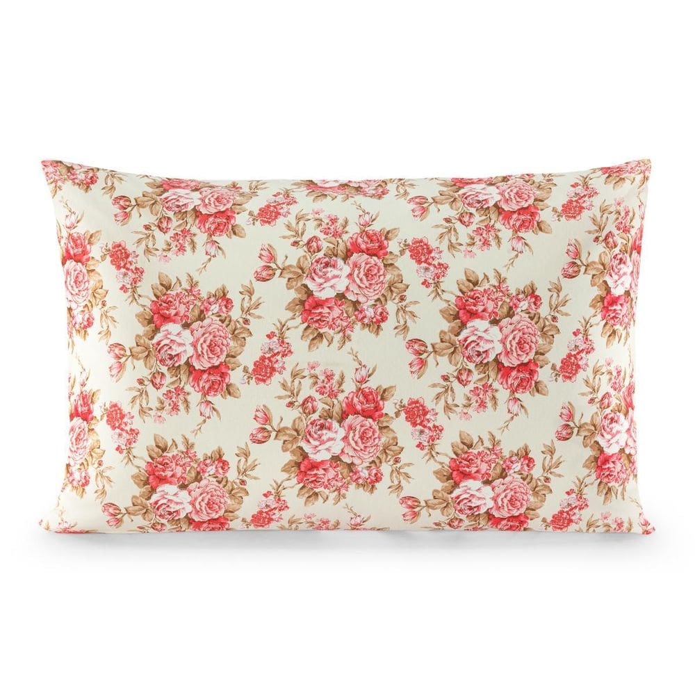 Kit 4 Fronhas 180 Fios 70X50 Com Aba Estampadas Floral Rosa