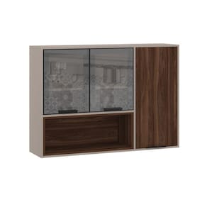 Armário Aéreo 120cm 3 Portas Com Vidro Reflecta Stylo Luciane Móveis Cinammon-escarlate
