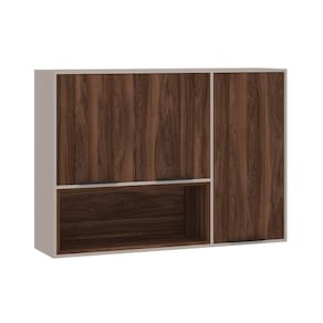 Armário Aéreo 120cm 3 Portas E Nichos Stylo Luciane Móveis Cinammon-escarlate