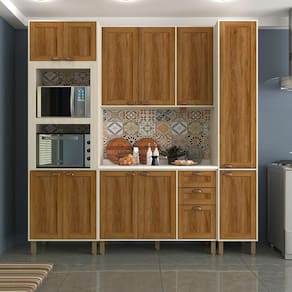 Cozinha Compacta Modulada Com 4 Peças E Tampo Sofia Pátina Ff Com Moscatto Ff