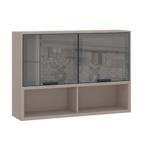Armário Aéreo 120cm 2 Portas Com Vidro Reflecta Stylo Luciane Móveis Cinammon