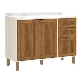 Balcão De Cozinha 120cm Com Tampo Sofia Pátina Ff Com Moscatto Ff