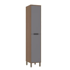 Paneleiro 40cm 2 Portas Profundo Aspen Luciane Móveis Vanilla Com Cinza Puro