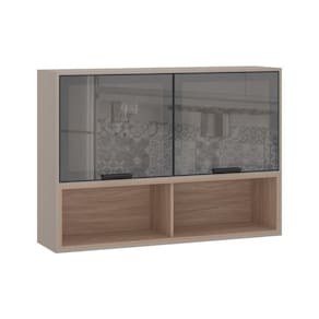 Armário Aéreo 120cm 2 Portas Com Vidro Reflecta Stylo Luciane Móveis Cinammon-cumaru