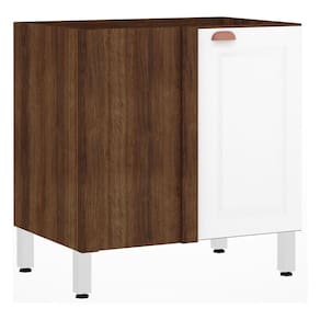 Balcão De Cozinha Sem Tampo Canto Reto 80cm 1 Porta Safira Nogueira Dourado/branco Pet