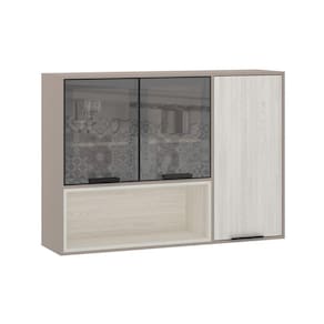 Armário Aéreo 120cm 3 Portas Com Vidro Reflecta Stylo Luciane Móveis Cinammon-teka ártico