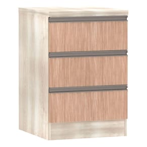 Mesa De Cabeceira 3 Gavetas 40Cm Estrutura Legno Crema Prime