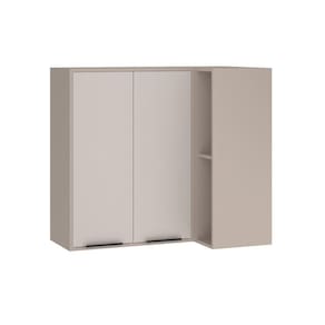Armário Aéreo Canto Reto 95cm 2 Portas E Nichos Stylo Luciane Móveis Cinammon-beige