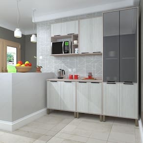 Cozinha Compacta 5 Peças Com Vidro E Tampo Stylo Luciane Móveis Cinammon/teka ártico