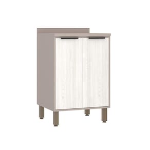Balcão 60cm 2 Portas Com Tampo Stylo Luciane Móveis Cinammon-teka ártico