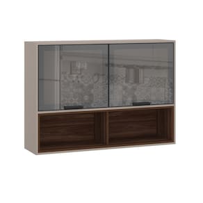 Armário Aéreo 120cm 2 Portas Com Vidro Reflecta Stylo Luciane Móveis Cinammon-escarlate