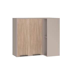 Armário Aéreo Canto Reto 95cm 2 Portas E Nichos Stylo Luciane Móveis Cinammon-cumaru