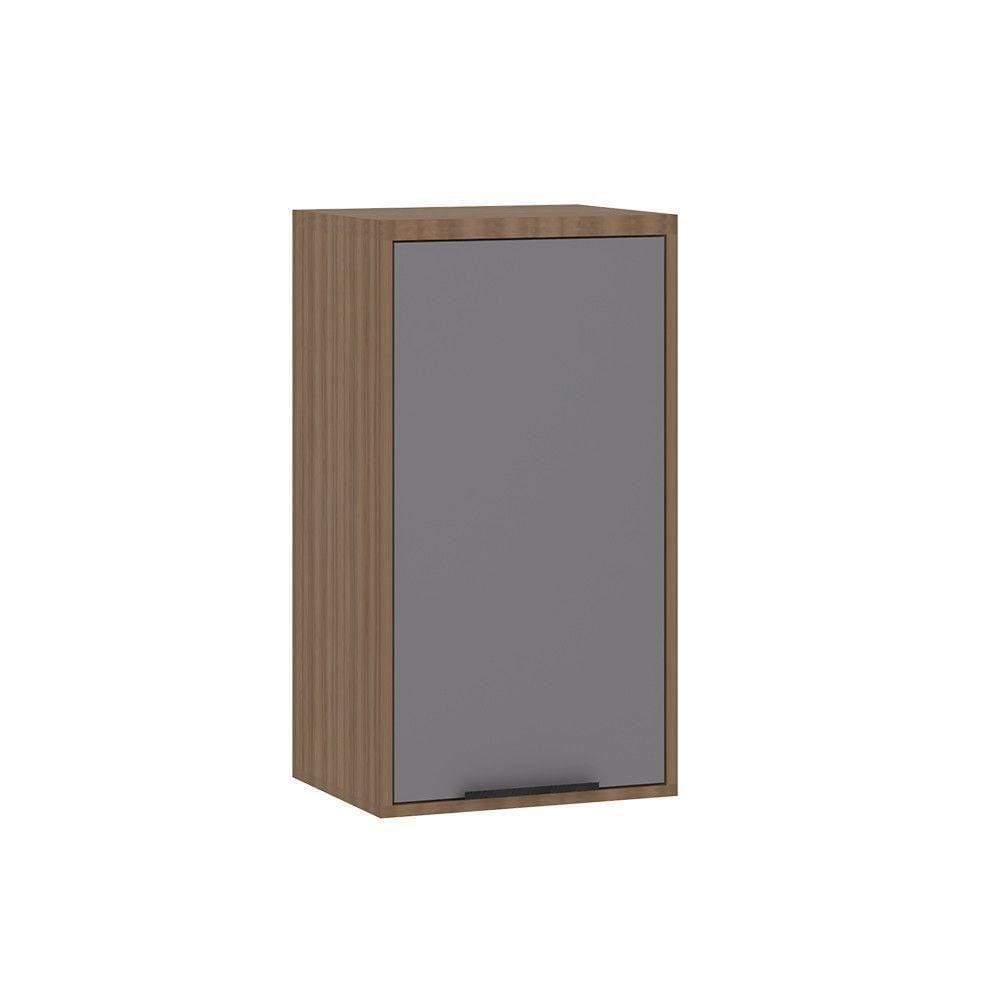 Armário Aéreo De Cozinha 40cm 1 Porta Aspen Luciane Móveis Vanilla Com Cinza Puro