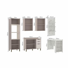 Cozinha Completa 6 Peças Bancada E Tampo Stylo Luciane Móveis Cinammon/beige