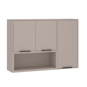 Armário Aéreo 120cm 3 Portas E Nichos Stylo Luciane Móveis Cinammon