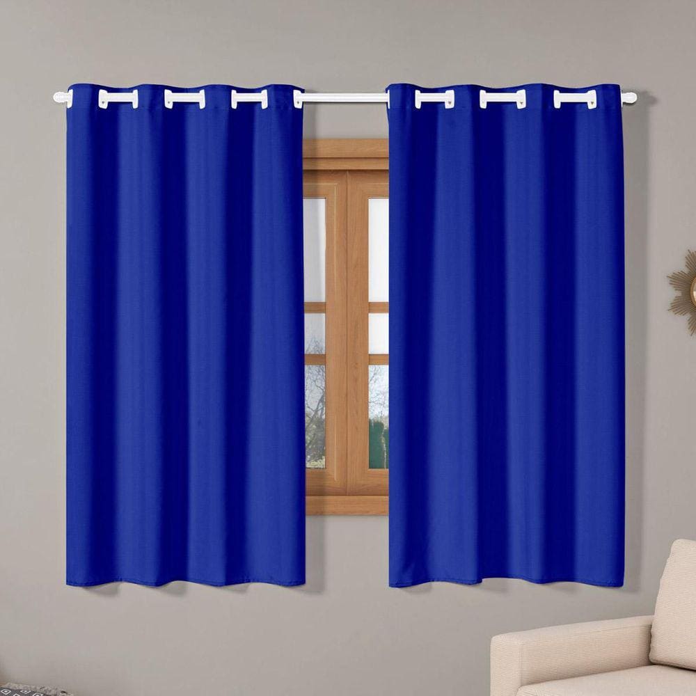 Cortina Básica Oxford 2,80M X 1,60M Para Sala E Quarto Azul