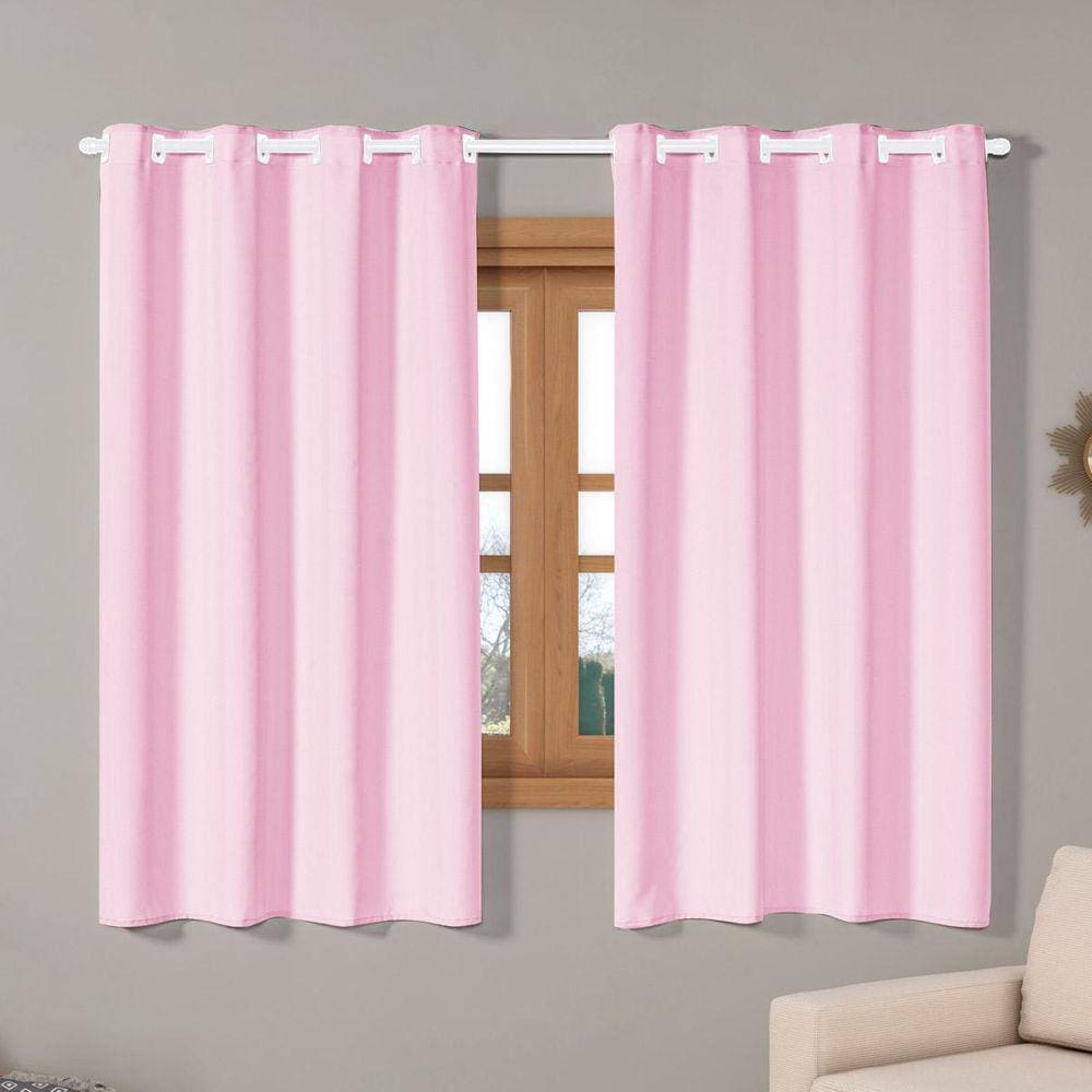 Cortina Básica Oxford 2,00M X 1,40M Para Sala E Quarto Rosa