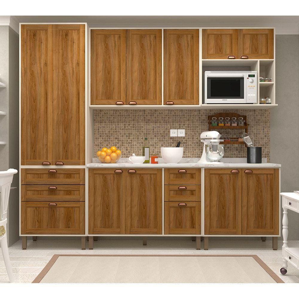 Cozinha Modulada Completa Com 5 Peças E Tampo Sofia Pátina Ff Com Moscatto Ff