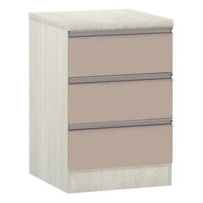Mesa De Cabeceira 3 Gavetas 40Cm Estrutura Legno Crema Prime
