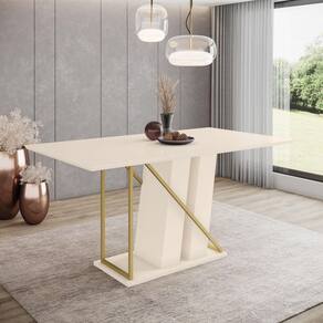 Mesa de Jantar Andy 160 S/ Vidro Off White - Henn