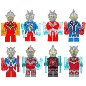 Kit 8 Bonecos Ultraman Color Bloco De Montar