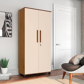 Roupeiro com 2 Portas Solteiro Gold Amêndoa/ Off White