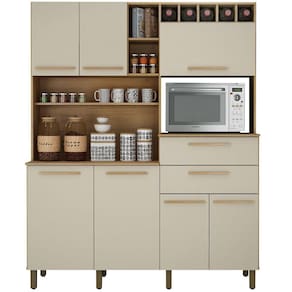 Cozinha Armário Valdemóveis Monte Rey 7 Portas 2 Gavetas Cinamomo Off White