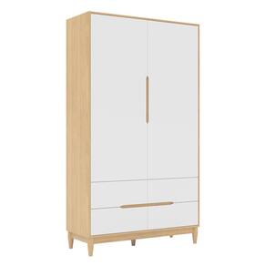 Guarda-Roupa Tomi 2 Portas e 4 Gavetas - Carvalho Malva com Branco