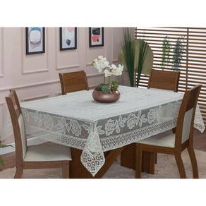 Toalha De Mesa De Renda Quadrada 1,40M X 1,40M Floral Palha