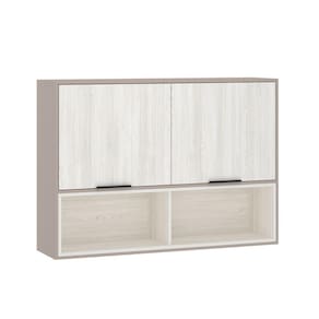 Armário Aéreo 120cm 2 Portas E Nichos Stylo Luciane Móveis Cinammon-teka ártico